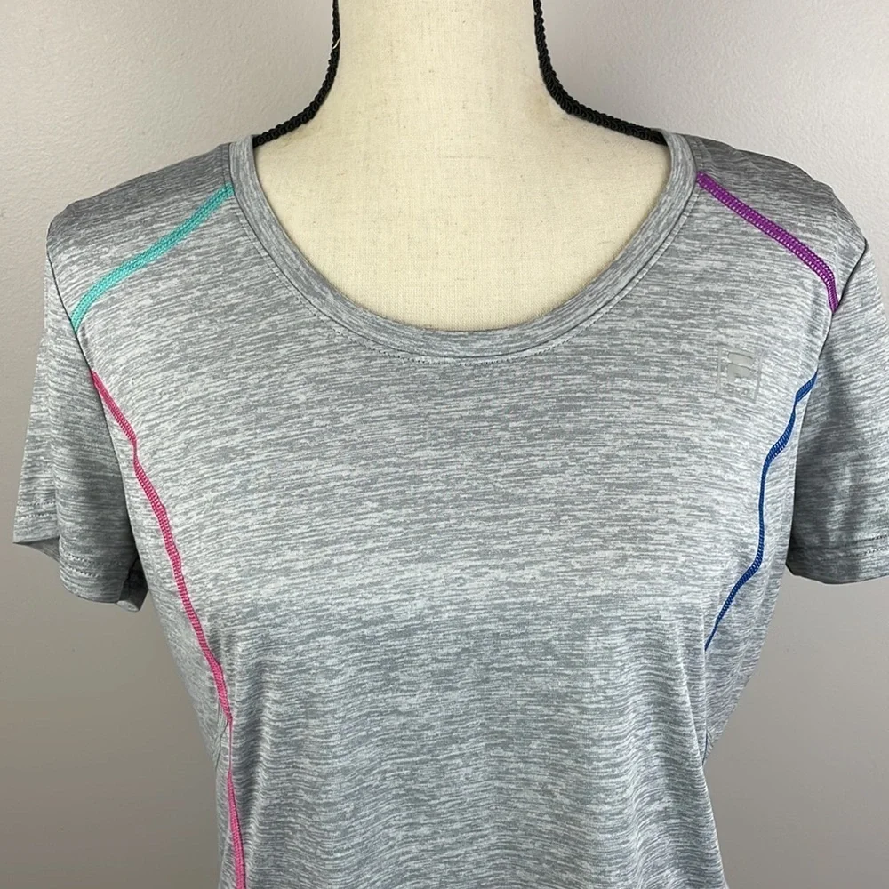 FILA Sport Shirt SZ L Short Sleeve Stretchy Comfortable Active Wear Colorful - Picture 2 of 11